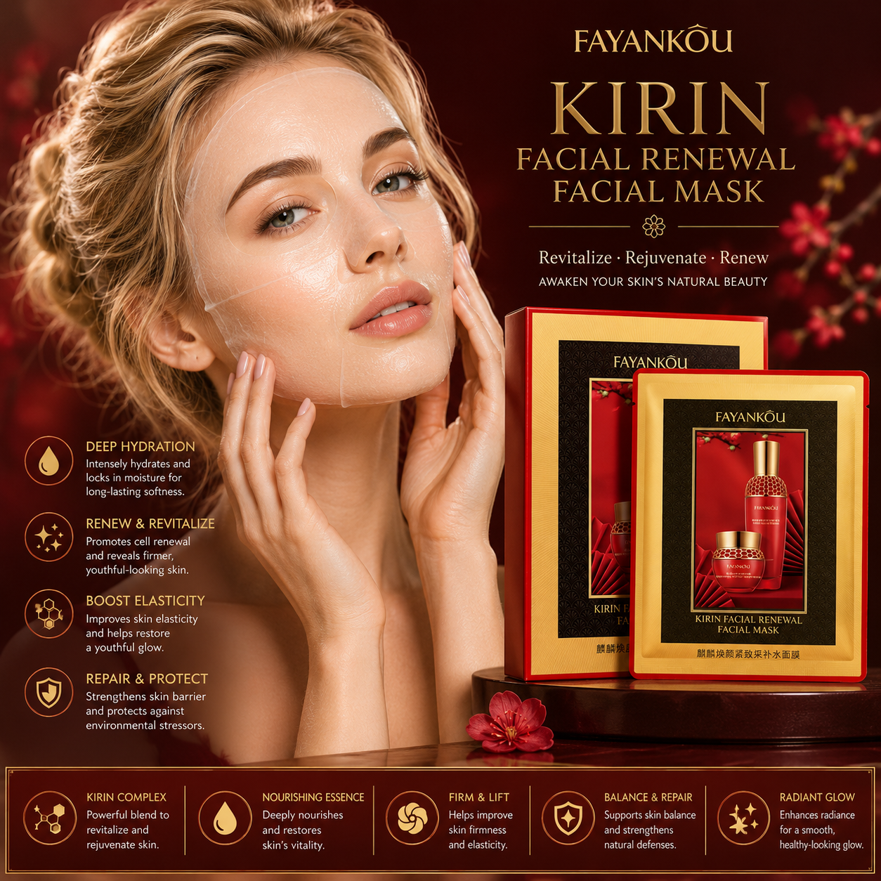 Kirin Fayankôu facial renewal mask 5 PCS/BOX