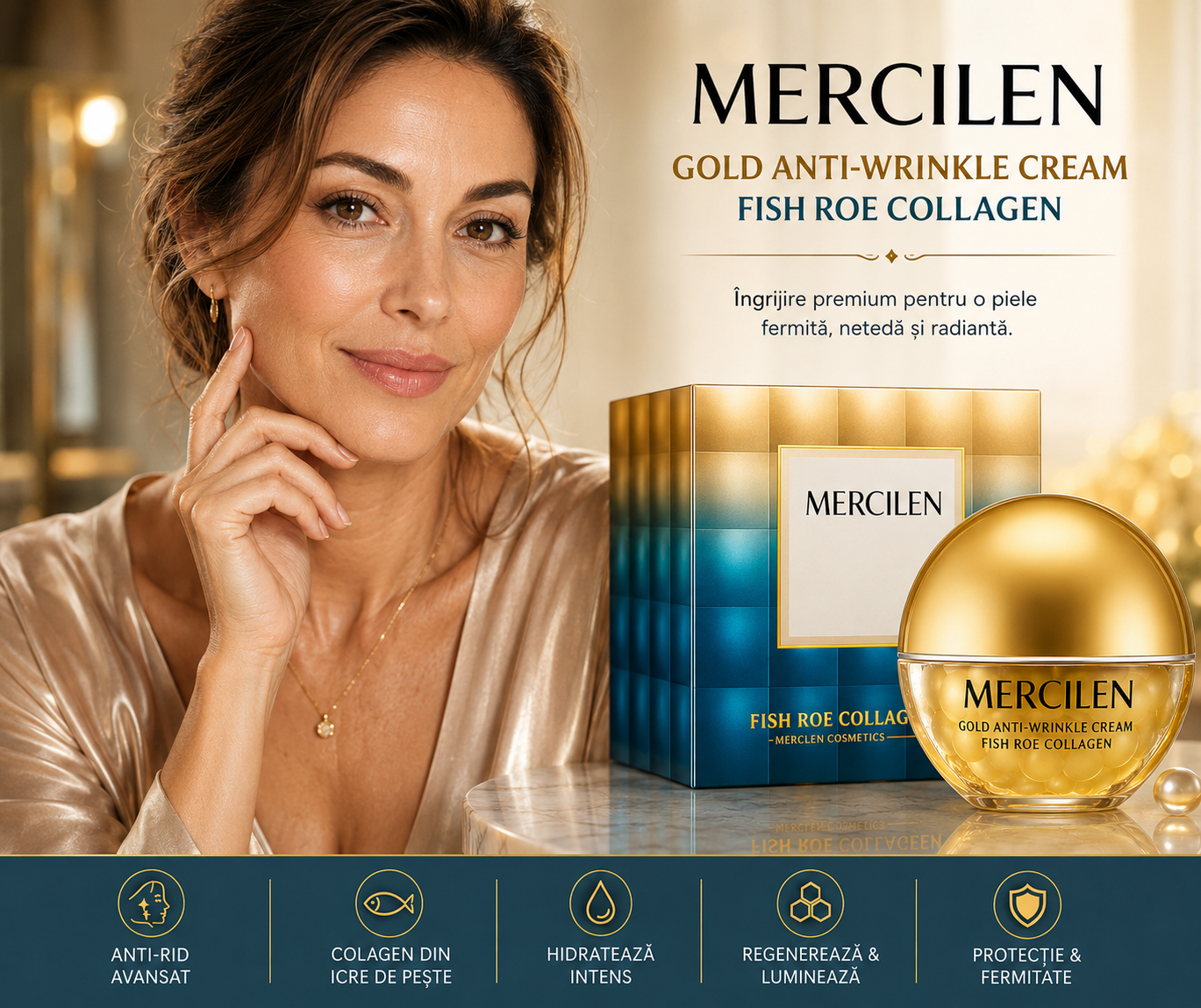 Mercilen Cremă antirid cu colagen și extract de icre de pește 70 g.   MXL1568