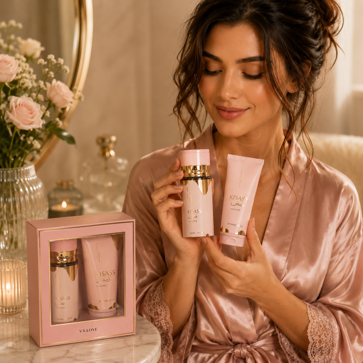 V.V.LOVE KISASS FRAGRANCE GIFT SET  Spray parfumat 100ML + Loțiune parfumată 75ML.