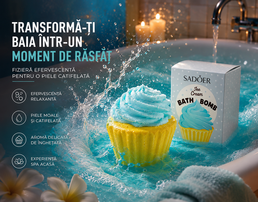 Бомбичка за вана SADOER Bath Bomb под формата на КЕКСЧЕ – синя 🧁