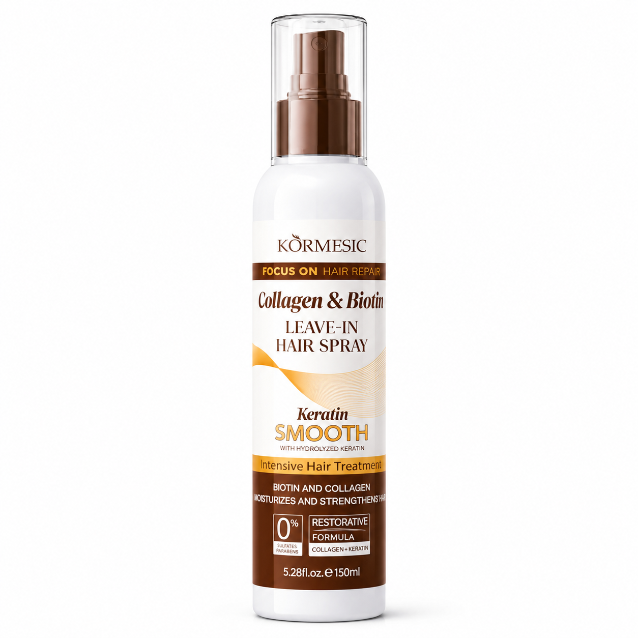 KORMESIC COLLAGEN & BIOTIN LEAVE-IN HAIR SPRAY – SPRAY LEAVE-IN PENTRU PĂR CU COLAGEN, BIOTINĂ ȘI KERATINĂ, 150 ML KMC726754