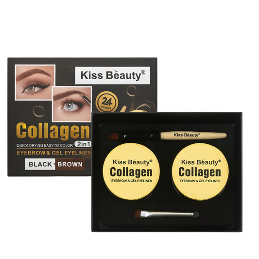 Kiss Beauty Collagen 2in1 Eyebrow & Gel Eyeliner – Negru + Maro No.89054-03C