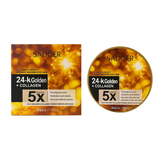 Mască pentru ochi cu aur 24K și colagen – Sadoer 24K Golden + Collagen Eye Mask 80 bucăți / 100 g SD91239